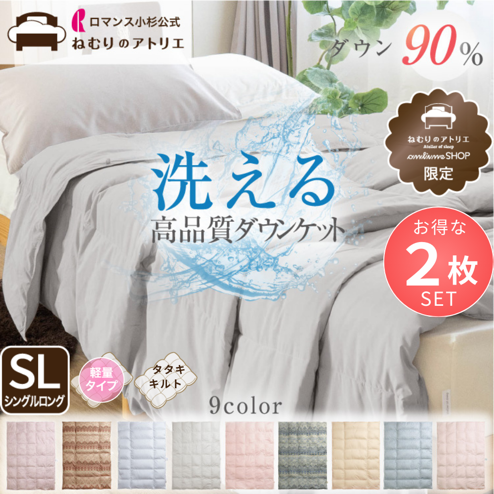 【お得な2枚セット】羽毛肌掛けふとん/ホワイトダックダウン90%