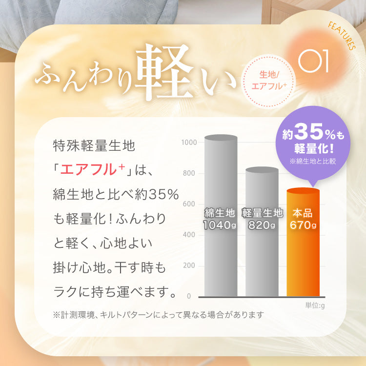 【お得な2枚セット】洗える羽毛掛けふとん/ホワイトダウン93%