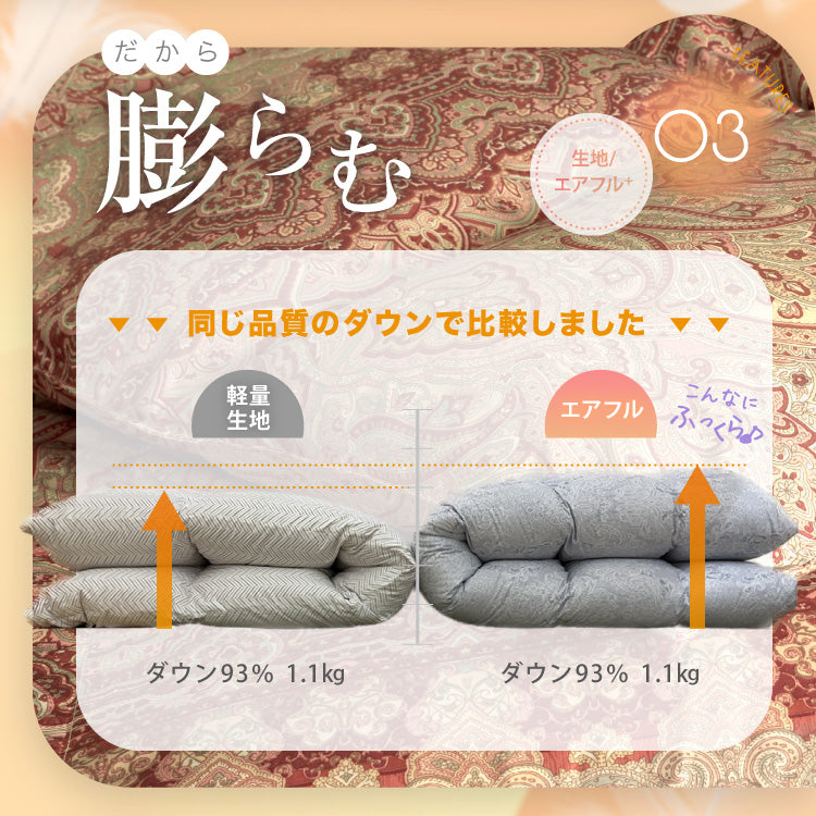 洗える羽毛掛けふとん/マザーダックダウン95%(熟成ダウン)