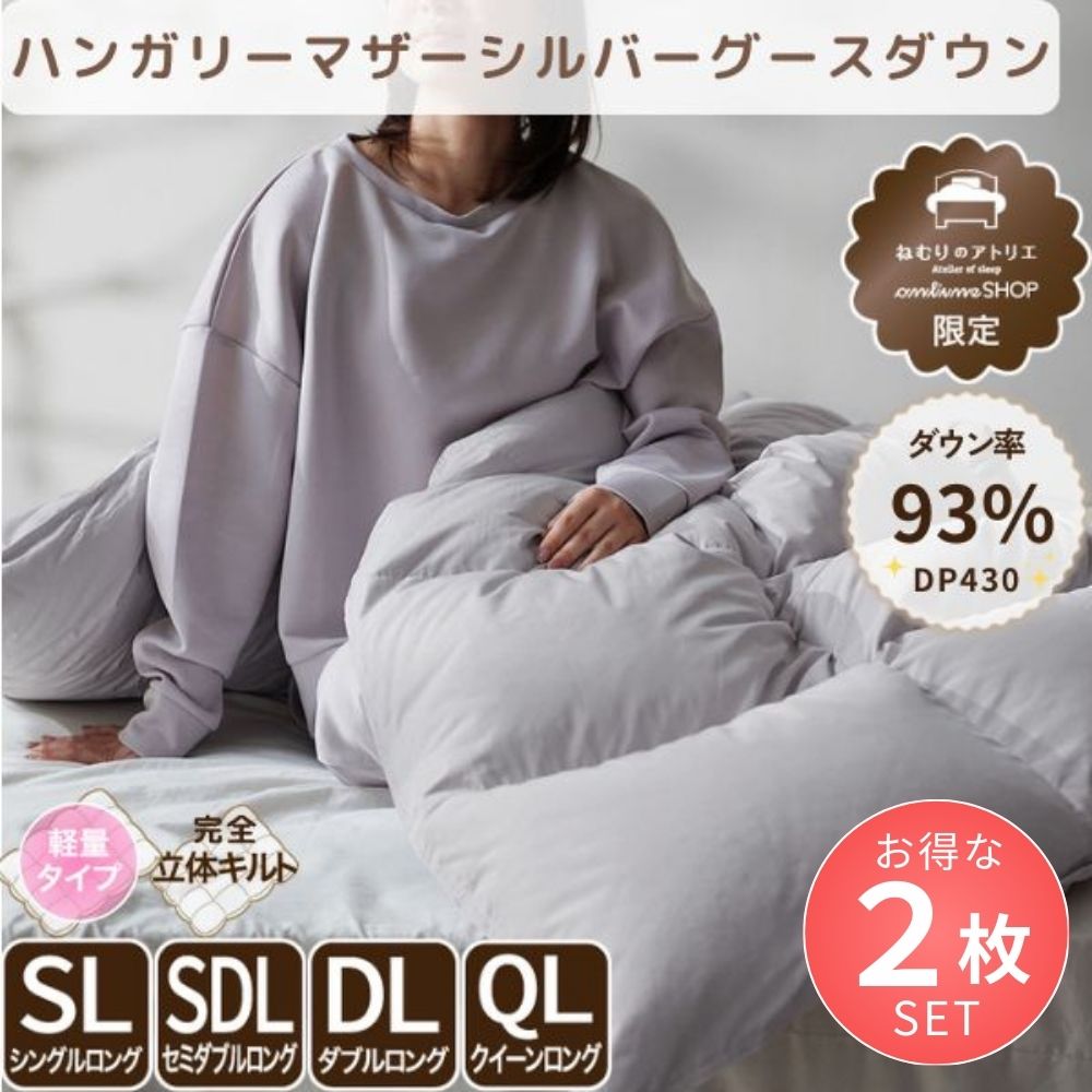 【お得な2枚セット】洗える羽毛掛けふとん/マザーグースダウン93%