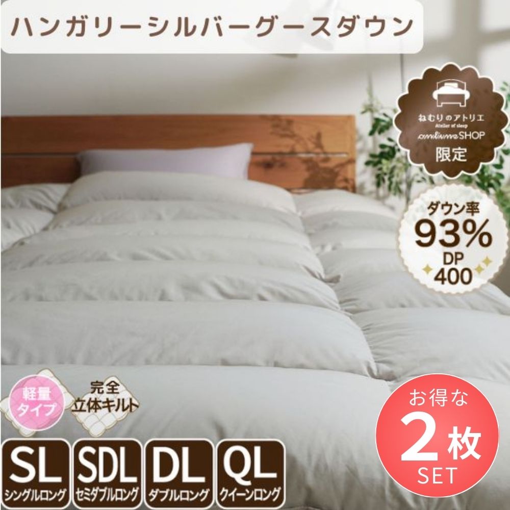 【お得な2枚セット】洗える羽毛掛けふとん/シルバーグースダウン93%