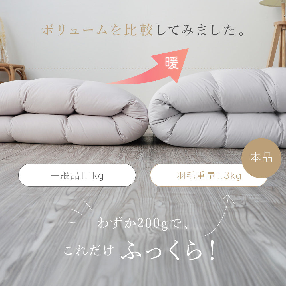 洗える羽毛掛けふとん/シルバーダックダウン90%/1.3kg/増量タイプ