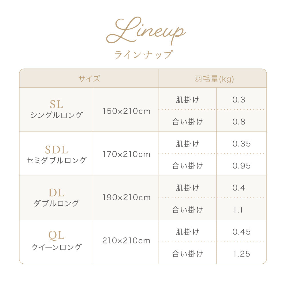 洗える2枚合わせ羽毛掛けふとん/シルバーダウン90%