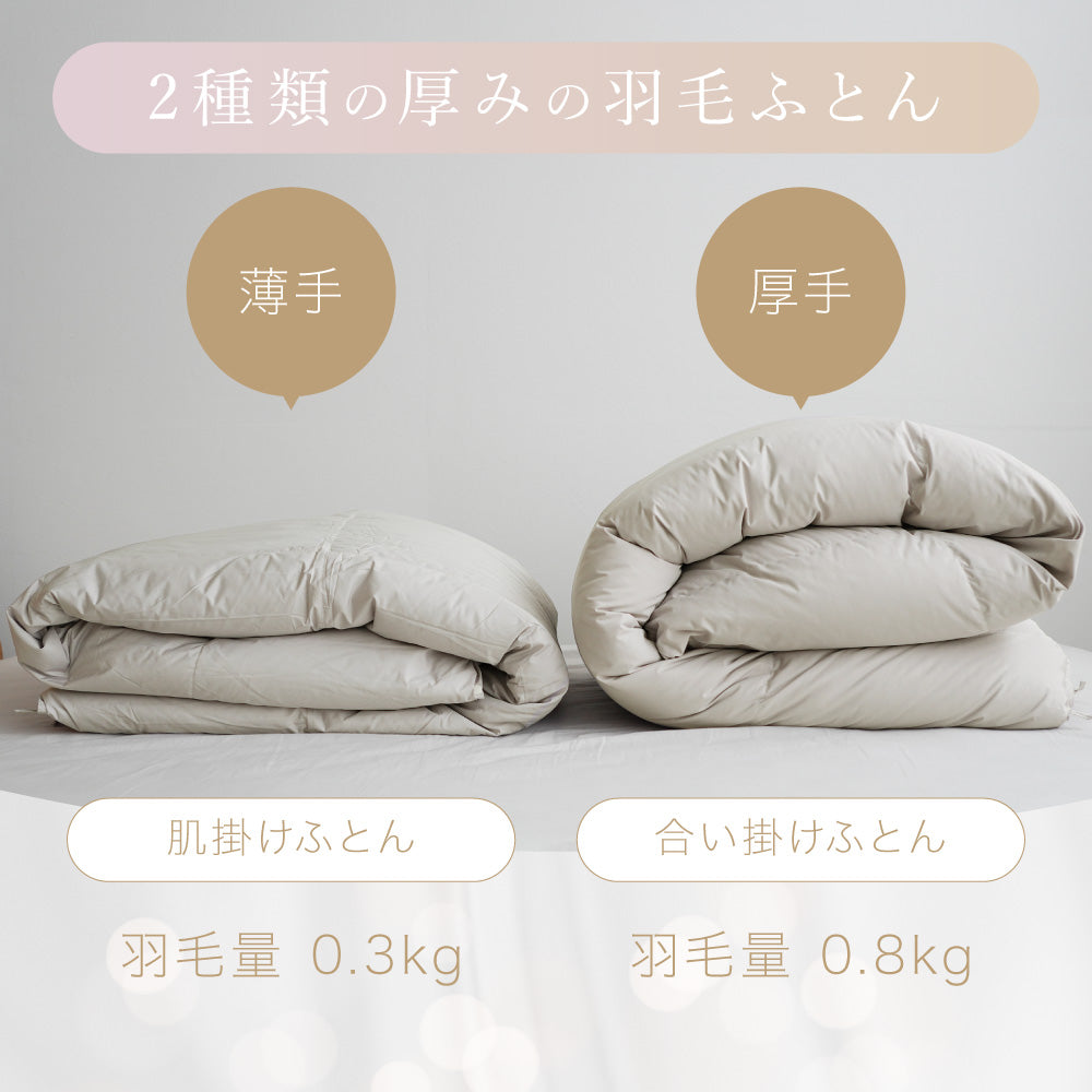 【お得な2枚セット】洗える2枚合わせ羽毛掛けふとん/シルバーダウン90%