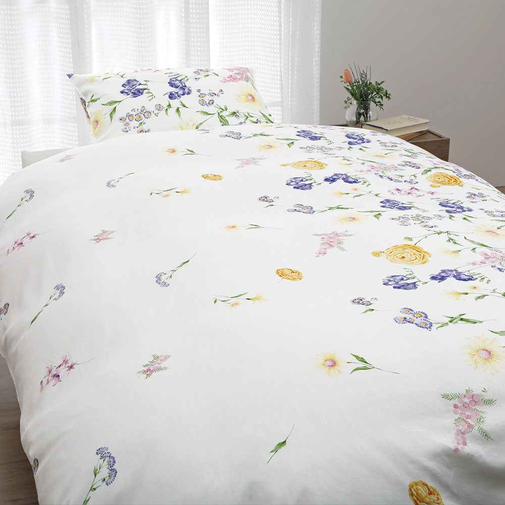 掛けふとんカバー 綿100% 40サテン 日本製 シングルロング 150×210cm ブルー ロマンス小杉 | ねむりのアトリエOnlineSHOP