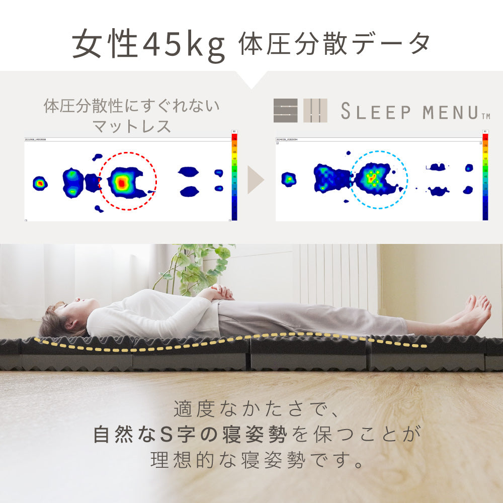 【あなた好みの寝心地を叶える】高反発マットレス SLEEP MENU™ 三つ折り 体圧分散 敷きふとん シングル セミダブル ダブル