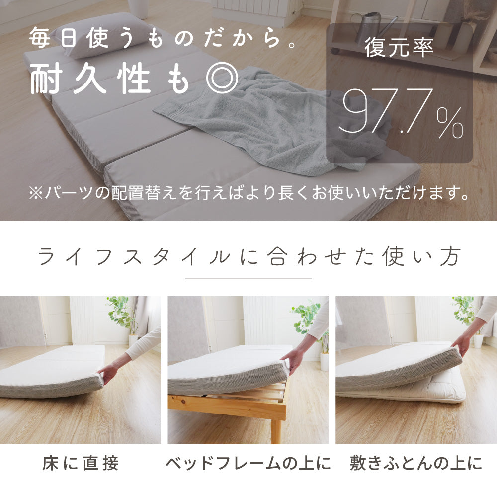 【あなた好みの寝心地を叶える】高反発マットレス SLEEP MENU™ 三つ折り 体圧分散 敷きふとん シングル セミダブル ダブル
