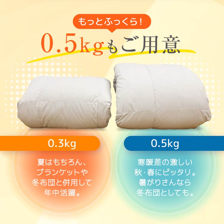 【お得な2枚セット】羽毛肌掛けふとん/ホワイトダックダウン93%