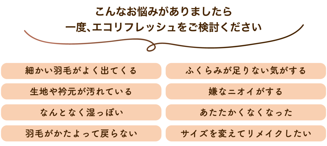 こんなお悩みがありましたら 一度、エコリフレッシュをご検討ください