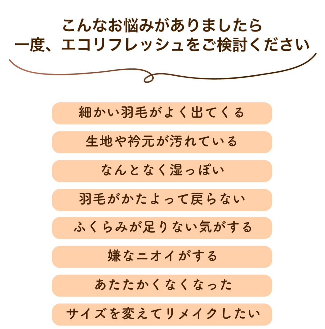 こんなお悩みがありましたら 一度、エコリフレッシュをご検討ください