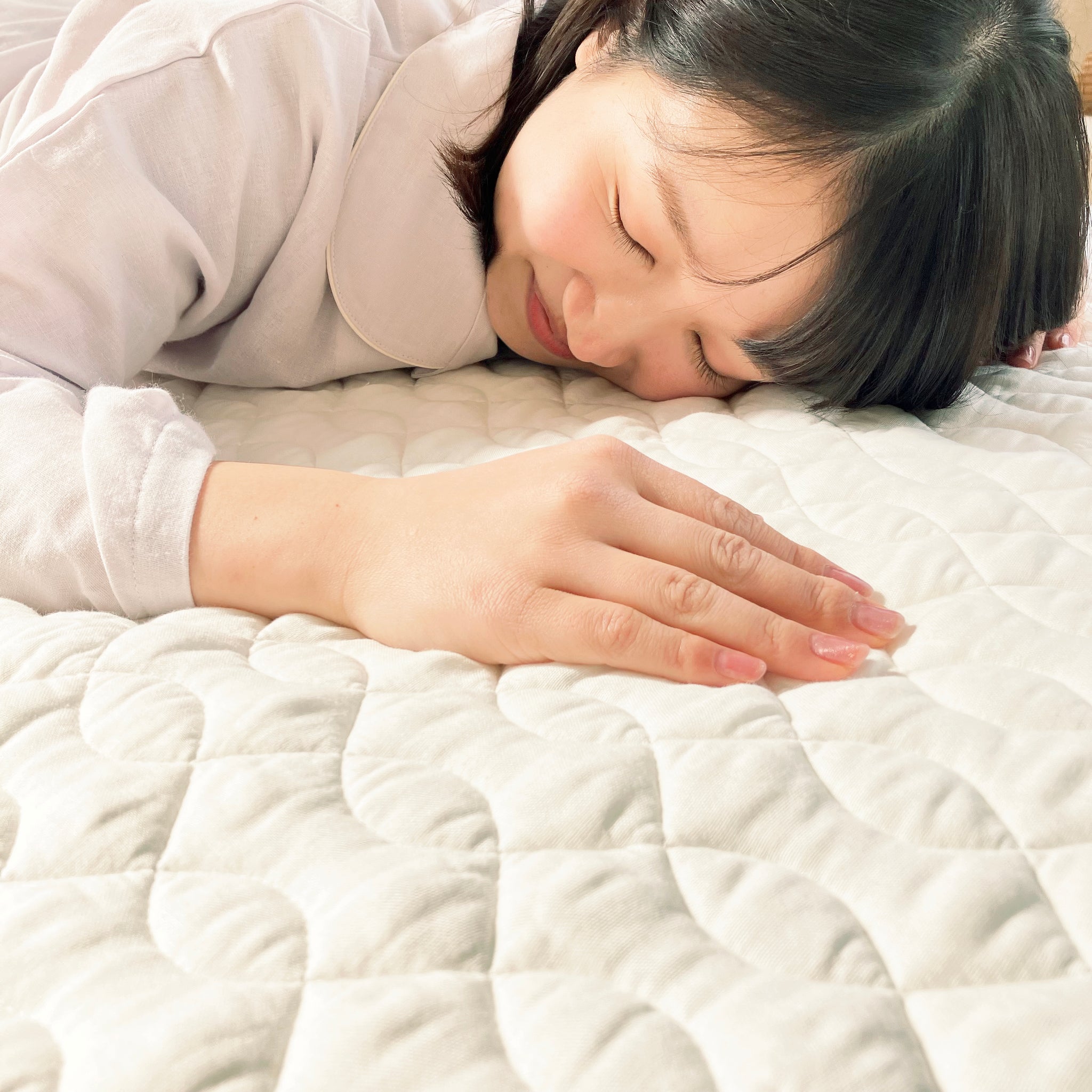 ourstyle 敷きパッド 和晒し 綿 日本製 シングル セミダブル ダブル クイーン シンプル 無地 ピンク ホワイト グリーン