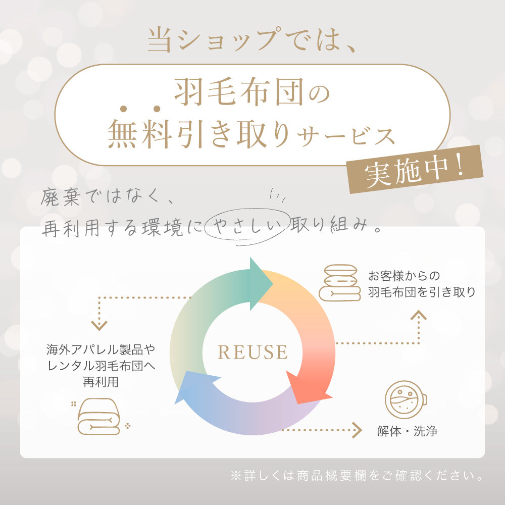 羽毛布団　無料引取サービスについて