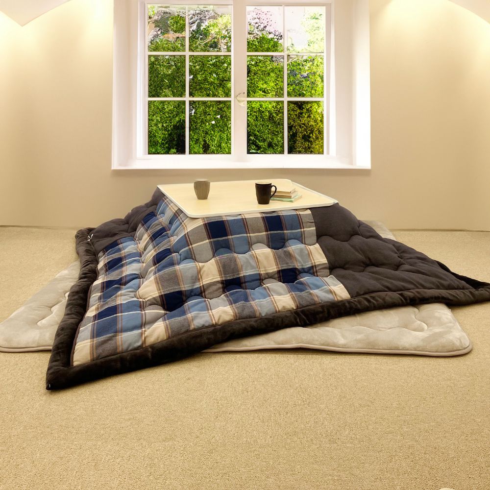 オシャレなチェック柄】こたつ掛けふとん ボアタイプ リビンタイプ 上