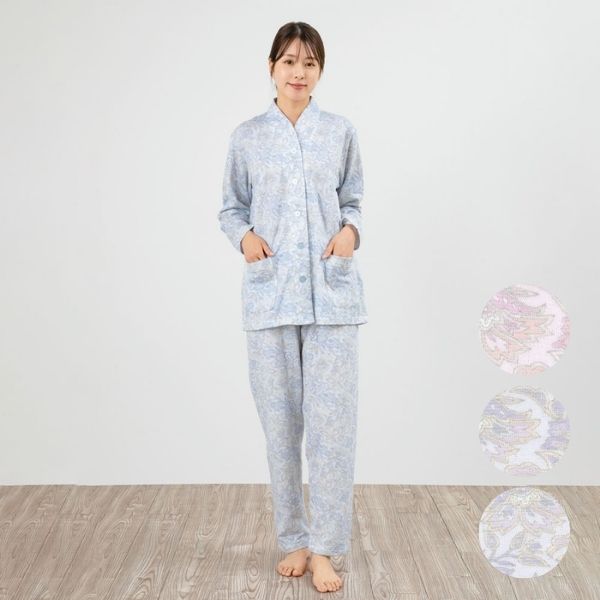 レディースパジャマ 婦人寝間着 日本製 キルトニット 肌面綿100% S M L