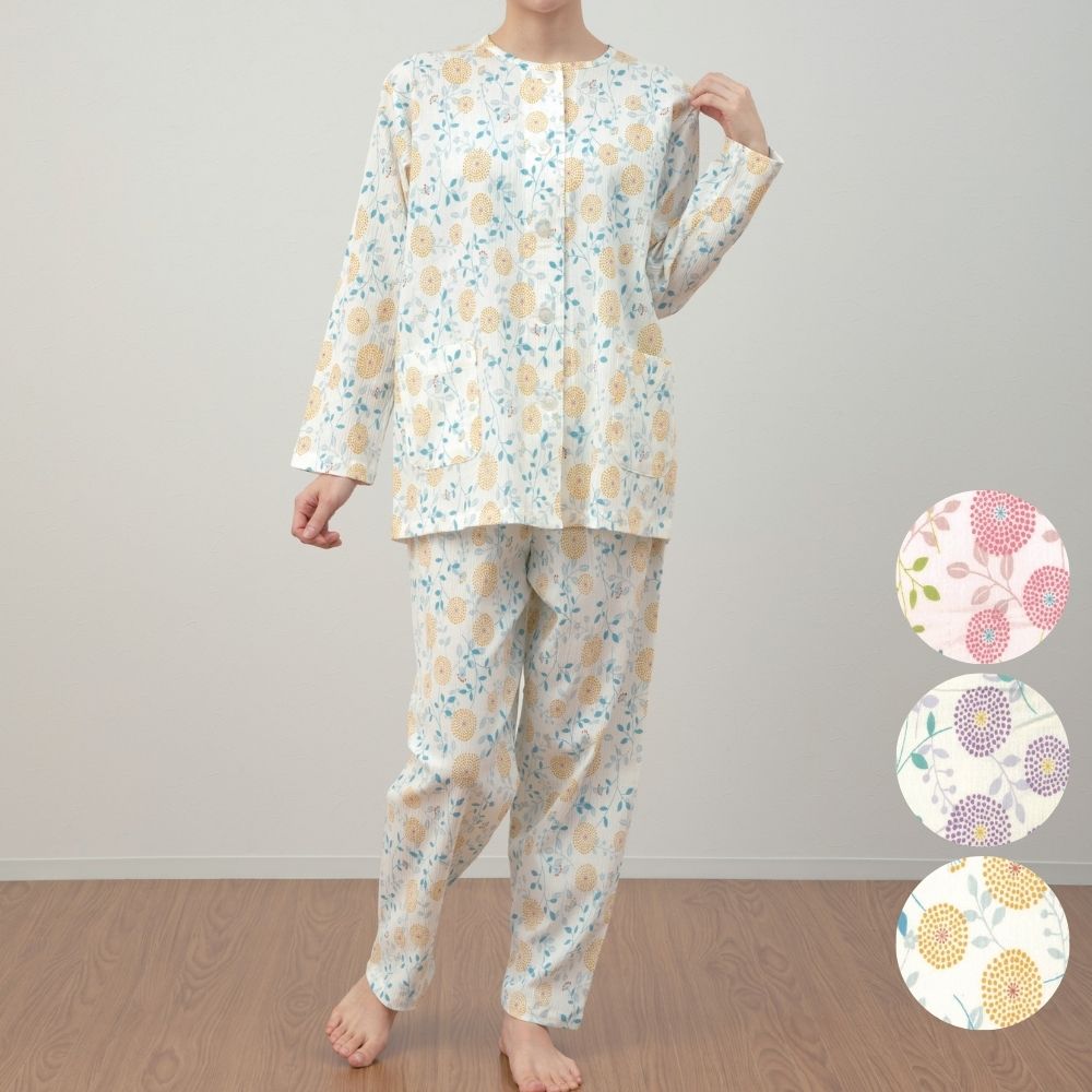 サラッと快適】日本製 レディースパジャマ 楊柳 綿100% ウォッシャブル