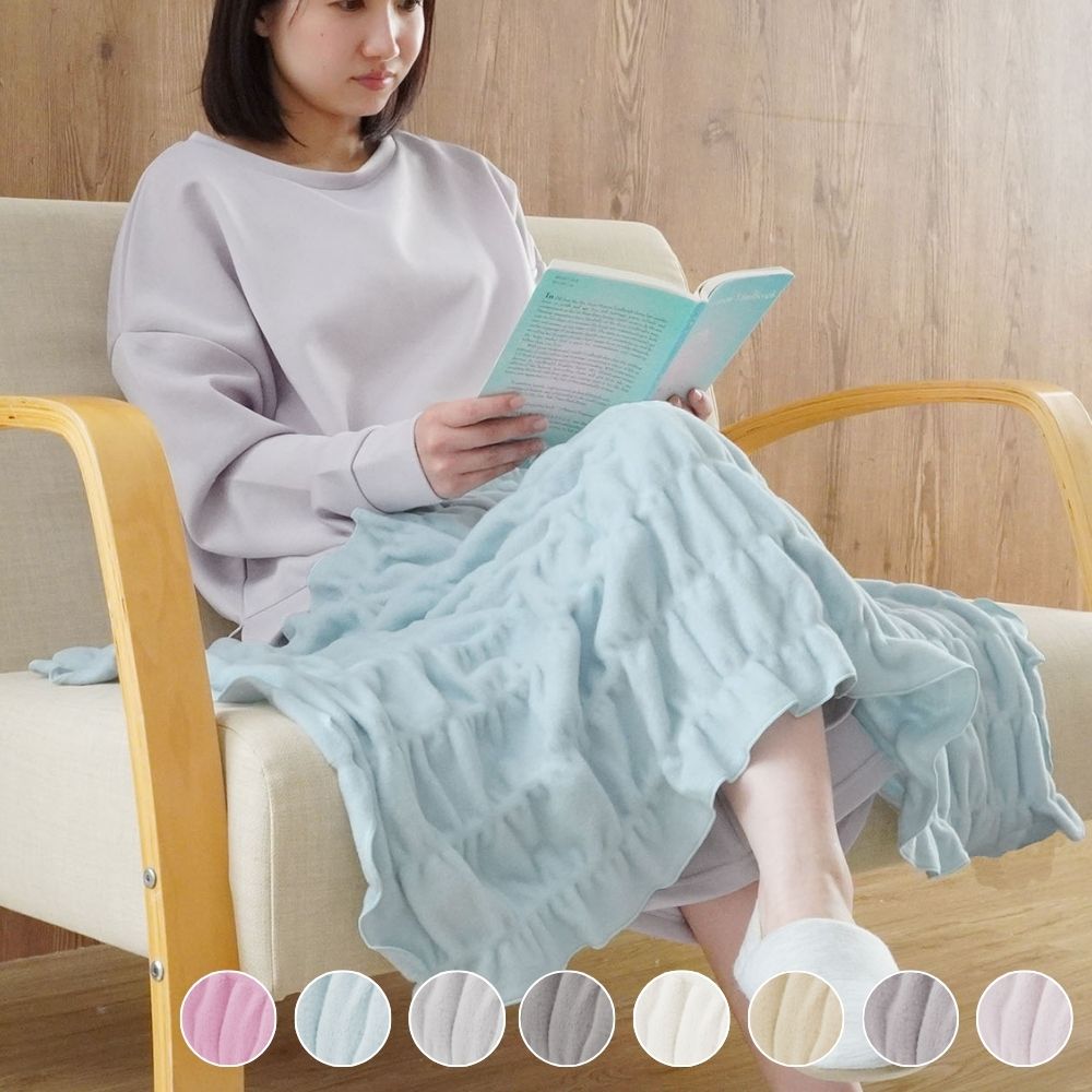 【100万枚突破】ヒートコットンケット 発熱コットン ふわふわケット  シール織り ひざ掛け くしゅくしゅ仕様 毛布