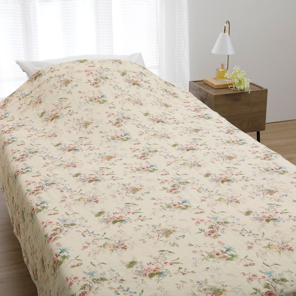 V&A ガーゼケット 綿100％ シングル 花柄 夏用掛けエアコン対策