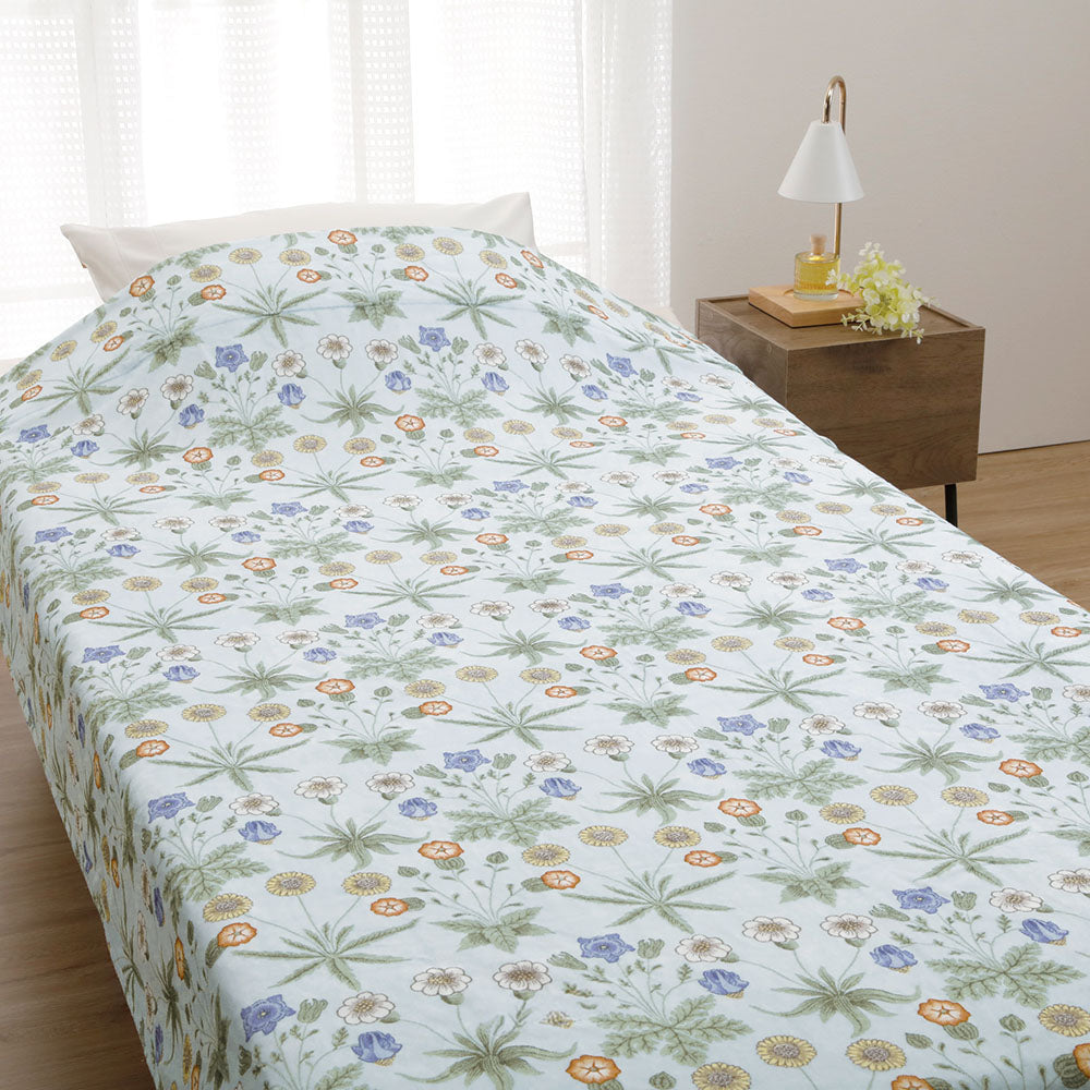 V&A タオルケット シングル 綿100% 洗える 夏用掛け エアコン対策 ブルー ロマンス小杉 ｜ ねむりのアトリエOnlineSHOP