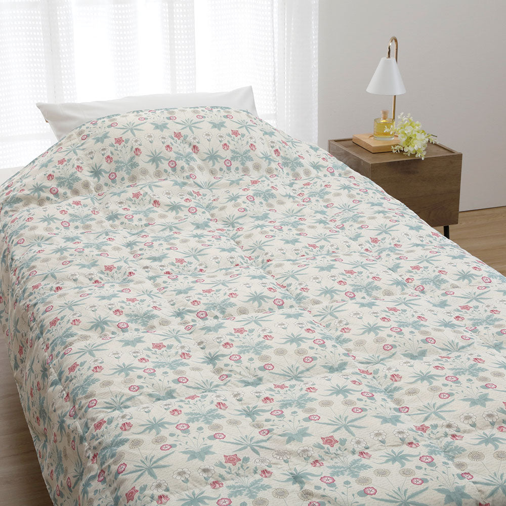 【オールシーズン使える】羽毛肌掛けふとん V&A ピンク ブルー 夏用掛け ダウンケット シングルロング ピンク ロマンス小杉 | ねむりのアトリエ