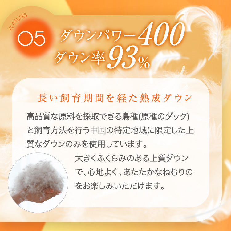 羽毛肌掛けふとん/シルバーダックダウン93％（熟成ダウン）