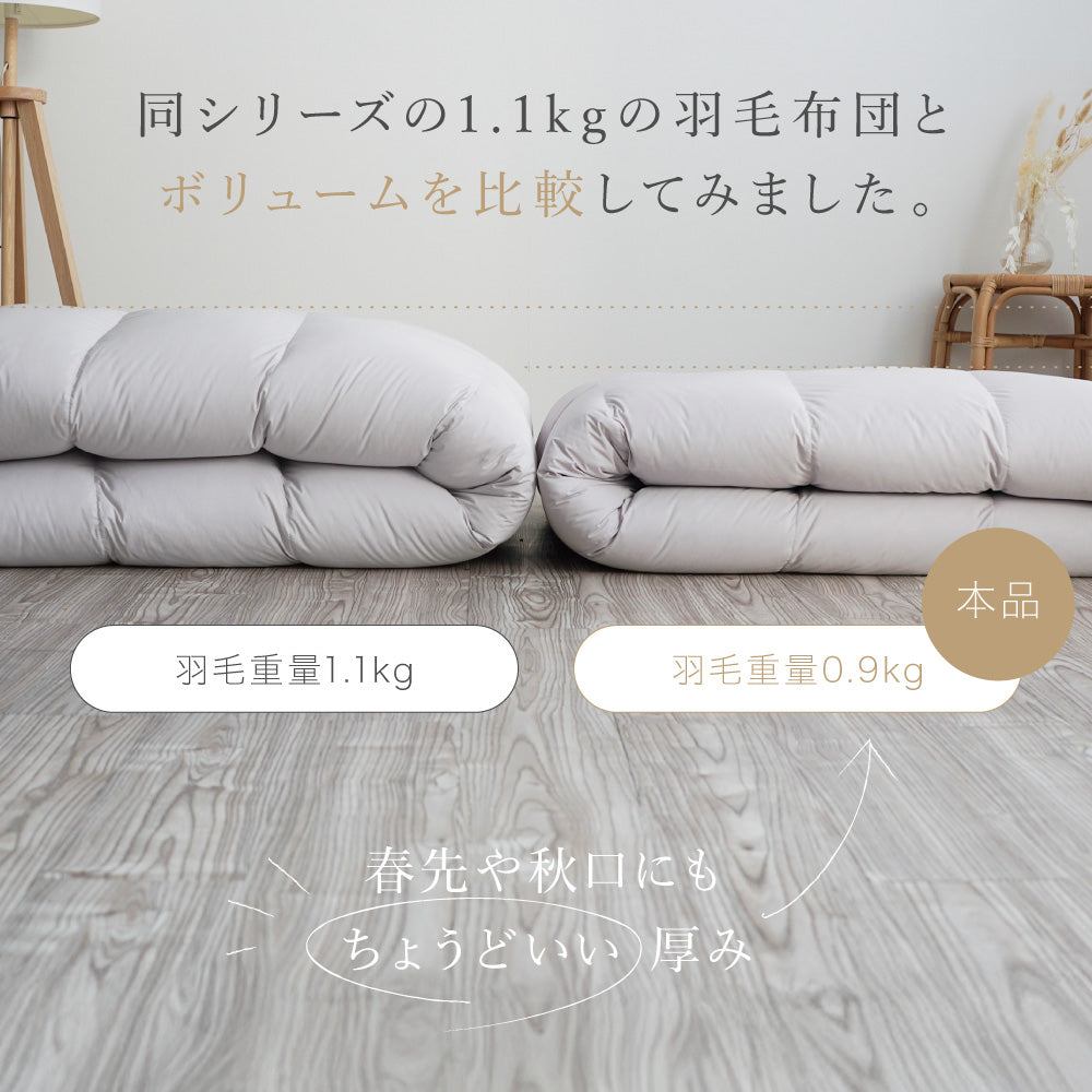 洗える羽毛掛けふとん/シルバーダウン90％/0.9kg/薄手タイプ