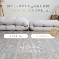 洗える羽毛掛けふとん/シルバーダウン90％/0.9kg/薄手タイプ