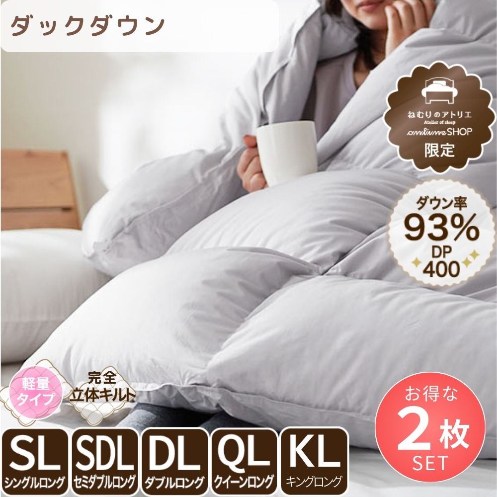 【お得な2枚セット】洗える羽毛掛けふとん/ダックダウン93%/1.1kg/スタンダードタイプ