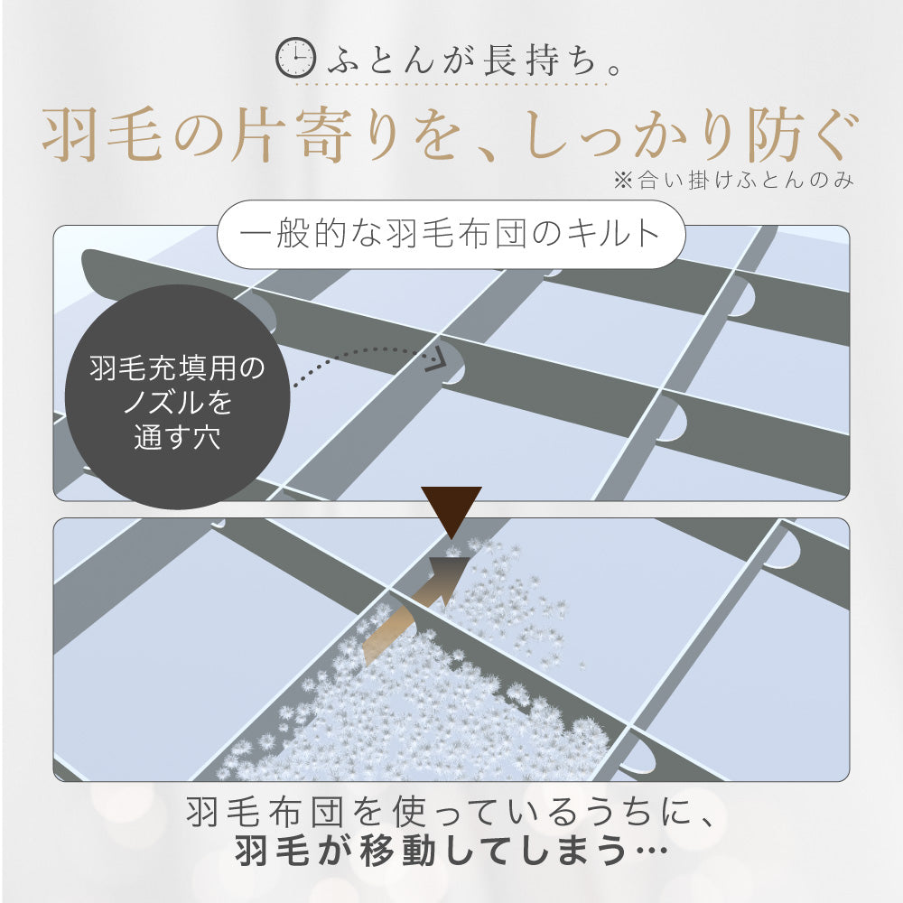 【お得な2枚セット】洗える2枚合わせ羽毛掛けふとん/シルバーダウン90％