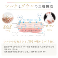 真綿入羽毛掛けふとん/ブラックシリカ練り込み/ダウン93％/クロスオーバータイプ