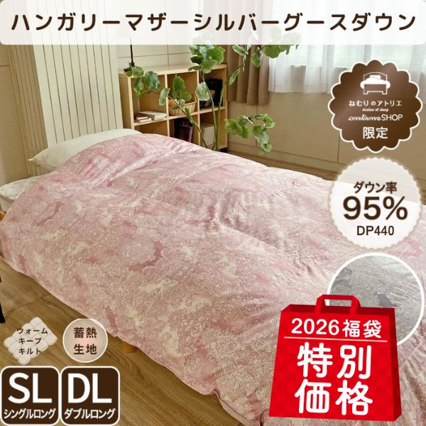 【福袋特別価格】二層式羽毛掛けふとん/マザーグースダウン95%/蓄熱加工生地