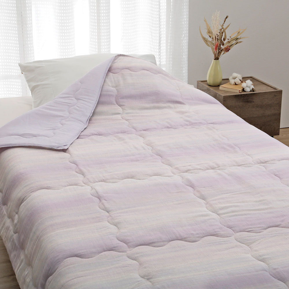 日本製 肌掛けふとん シングル 夏用掛け布団 高島ちぢみ 和晒しガーゼ 洗える パープル ロマンス小杉 | ねむりのアトリエOnlineSHOP