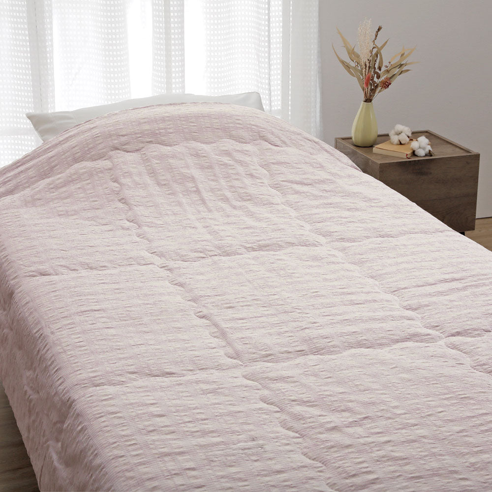 日本製 肌掛けふとん シングル 夏用 綿100％ サッカー生地 パープル ロマンス小杉 | ねむりのアトリエOnlineSHOP