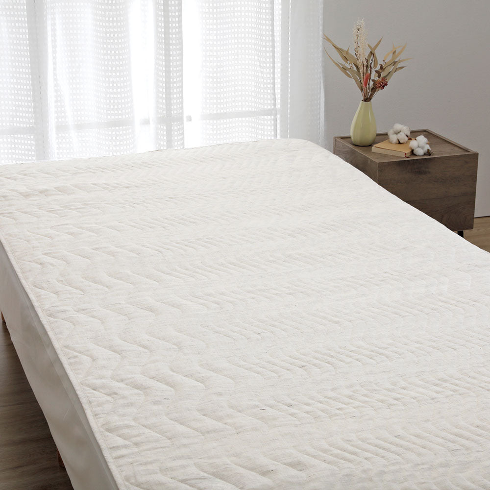 日本製 麻敷きパッド シングル セミダブル ダブル 夏用 洗える 四隅ゴム付 グレー ロマンス小杉 | ねむりのアトリエOnlineSHOP