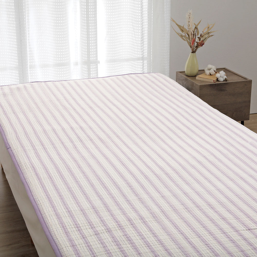 日本製 綿敷きパッド シングル セミダブル ダブル 綿100% 洗える 四隅ゴム付き パープル ロマンス小杉 | ねむりのアトリエOnlineSHOP