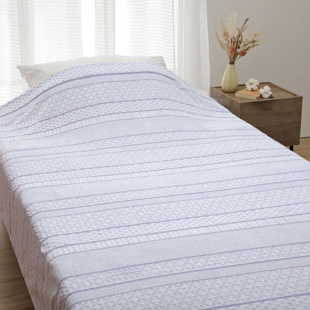 日本製 タオルケット シングル 泉州タオル 145×190cm パープル エアコン対策 ロマンス小杉 ｜ねむりのアトリエ