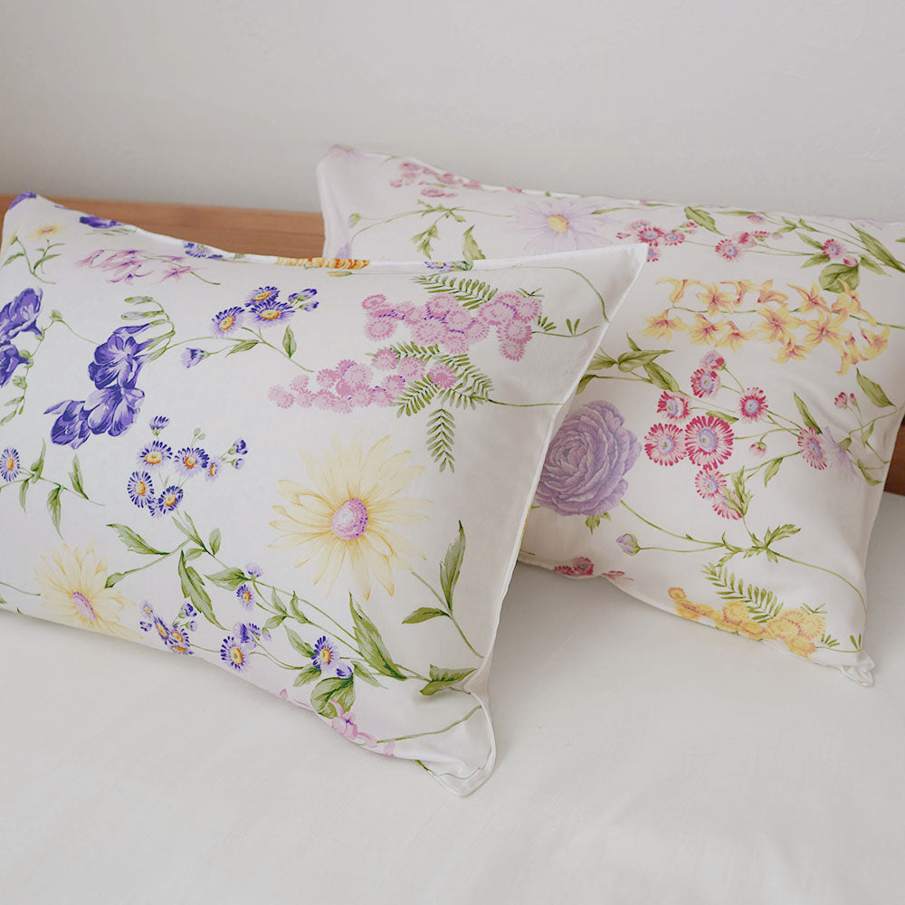 ピローケース 日本製 綿100％ 63×43cm 綿100％ かぶせ式 花柄 ピンク ブルー ロマンス小杉 | ねむりのアトリエOnlineSHOP