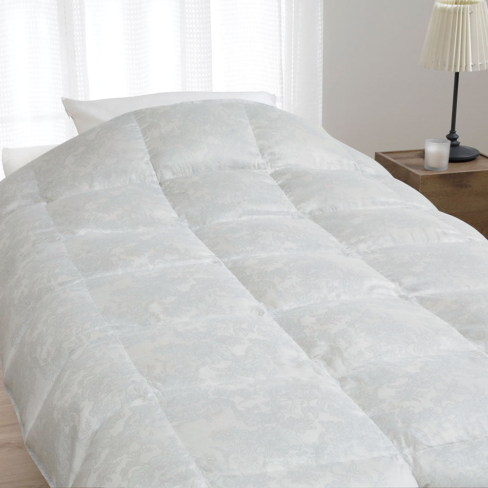 【一年中快適な羽毛肌掛け布団】日本製 真綿入羽毛肌掛けふとん シングルロング ダブルロング シルク ダウン90％ グレー