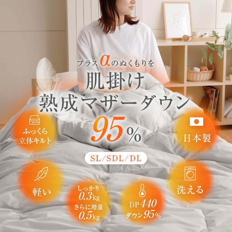 羽毛肌掛けふとん/マザーダックダウン95％（熟成ダウン）