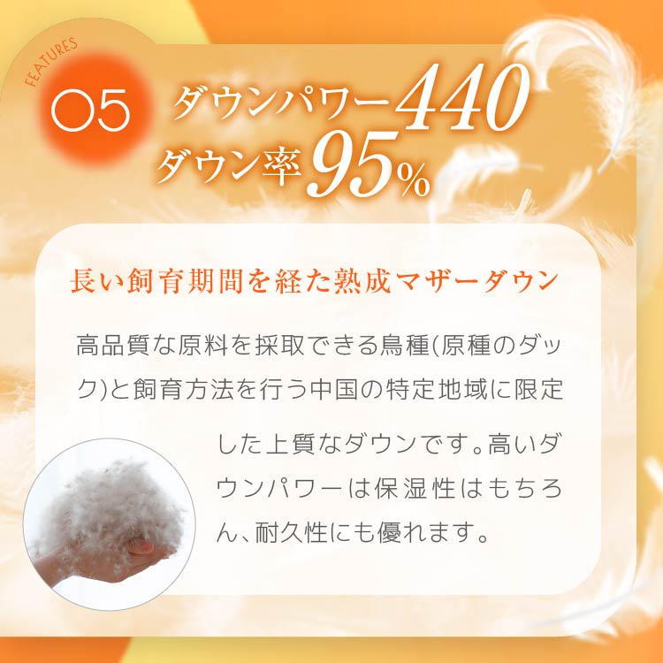 羽毛肌掛けふとん/マザーダックダウン95％（熟成ダウン）