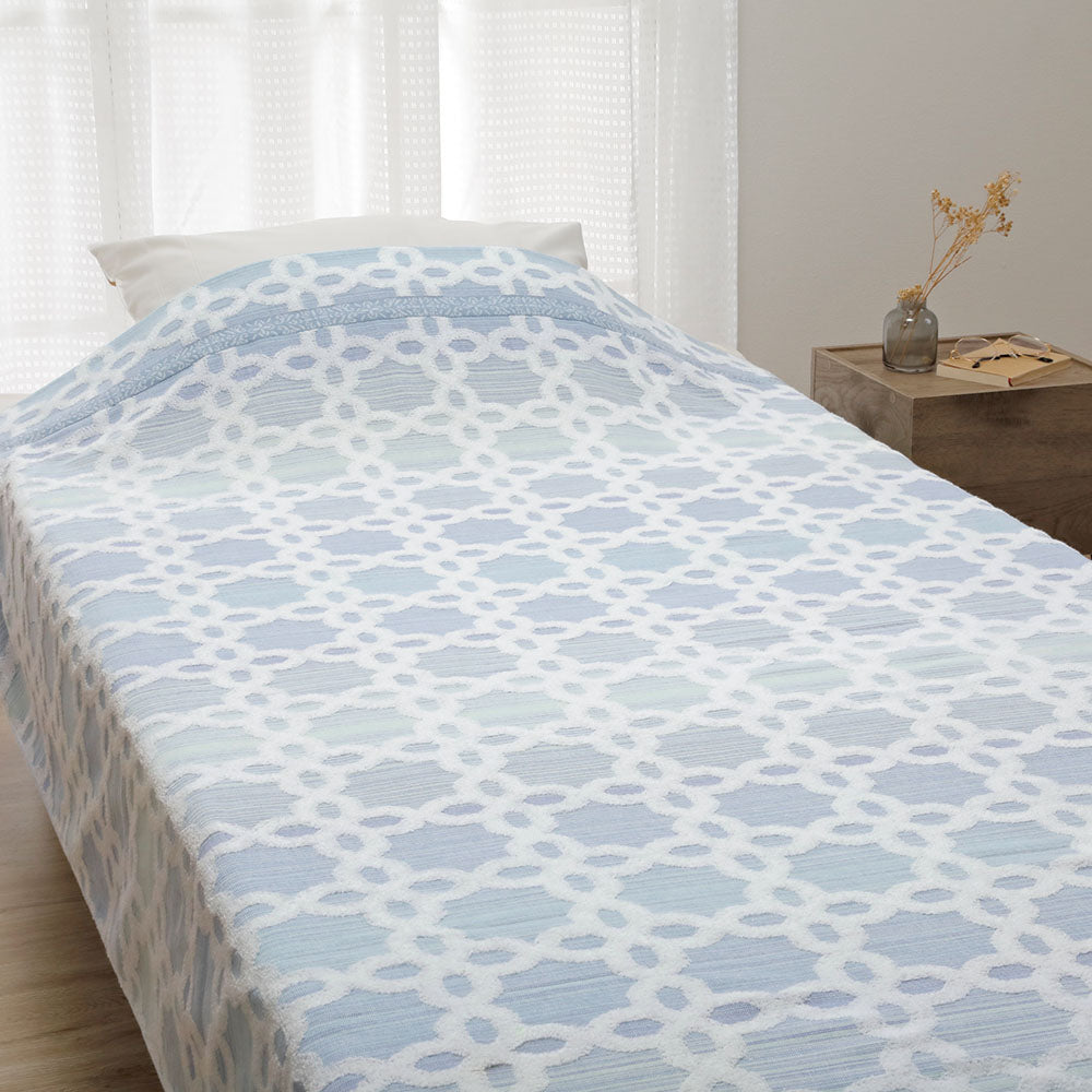 【泉州こだわりタオル】日本製 タオルケット 洗える シングル 145×190 夏掛け ブルー ロマンス小杉 | ねむりのアトリエOnlineSHOP