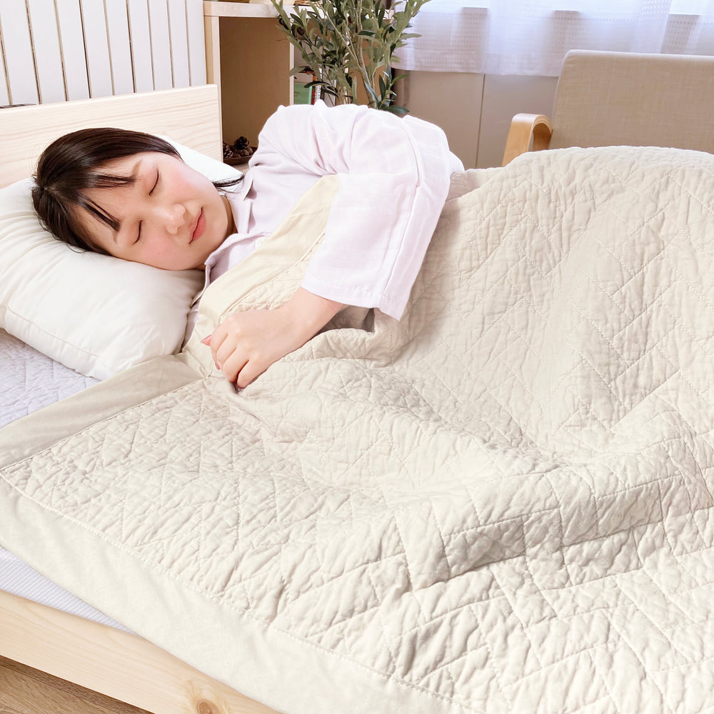 ourstyle キルトケット 晒し綿わた ウォッシャブル シンプル シングル ピンク ベージュ グレー