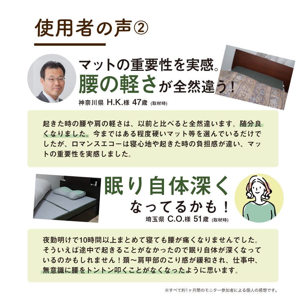ロマンスエコー/3つ折りマットレスタイプ/JBAヘルスケア認定寝具™（シングル～ダブル）